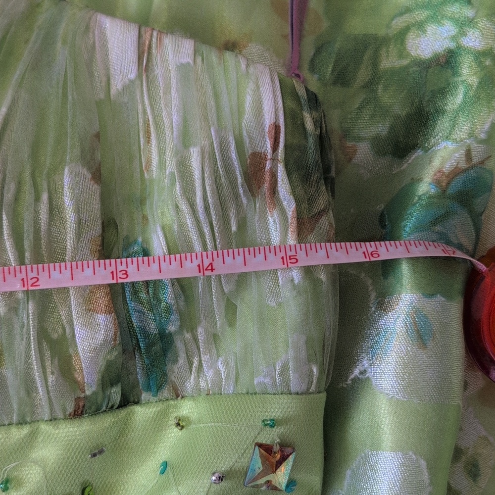 Blush Prom Green Floral Strapless Prom Gown - Picture 11 of 12